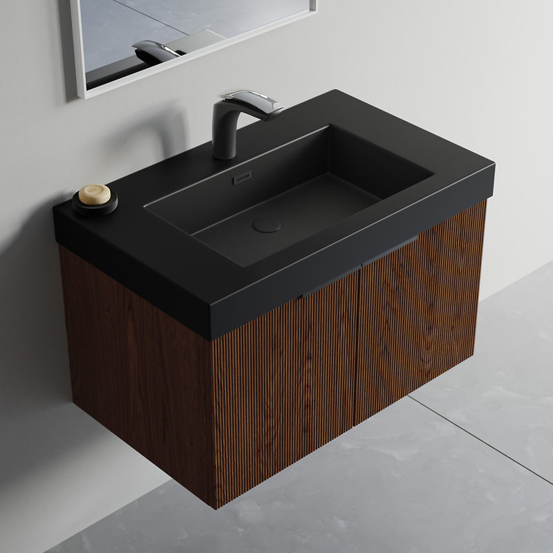 Dowell 30" Black Resin Double Freestanding Bathroom Basin