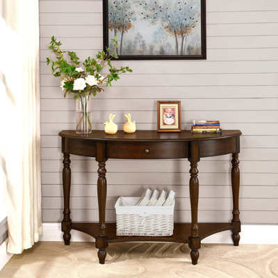 LUMERA Collection Console Table for Entryway Living Room, Cherry Solid Wood Entryway Table with Storage Drawer, Traditional Victorian Antique Sofa Table Hallway Table