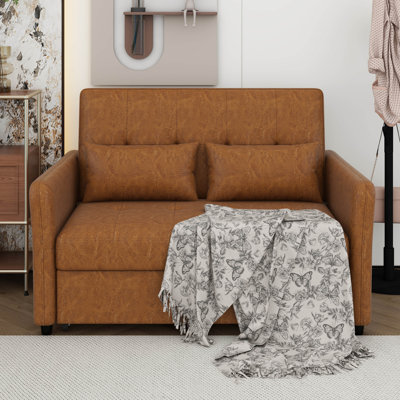 Lit convertible de 51,57 po avec fauteuil réglable surdimensionné et trois ports de charge USB, solution compacte pour les petits espaces