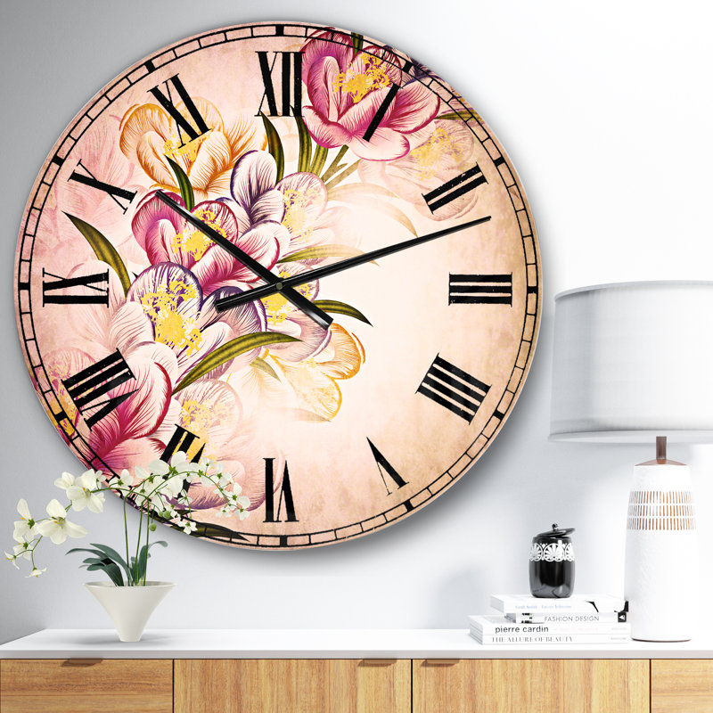 Fleurs mauves - horloge murale, Moyen