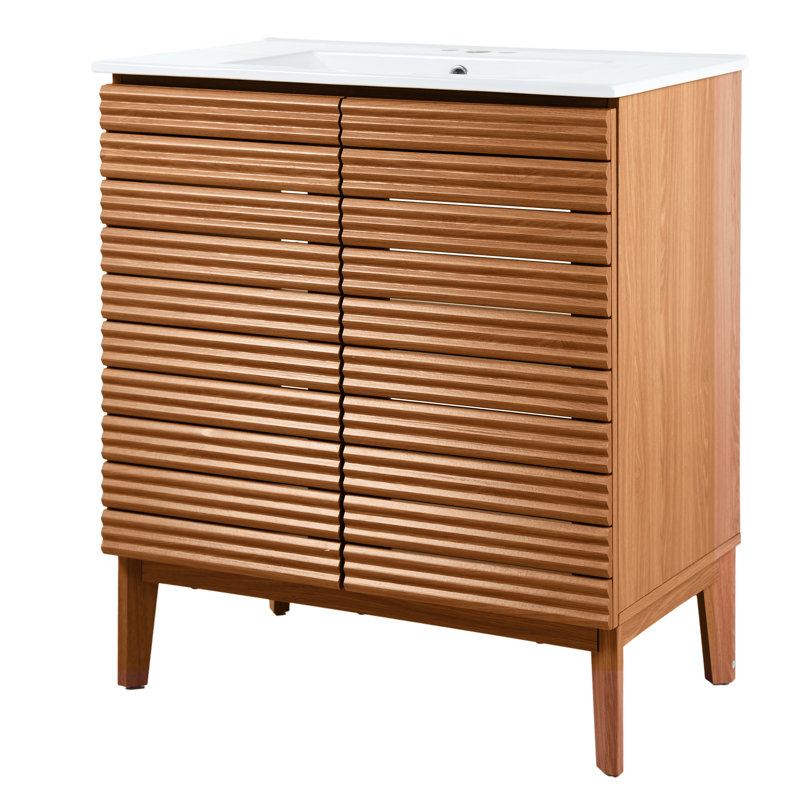 Ensemble de meuble-lavabo simple 30 po Calandre, Brun