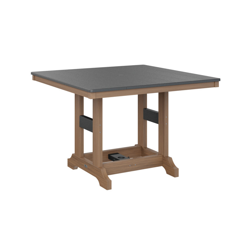 Garden Classic Outdoor Square Bar Table, Antique Mahogany, Black