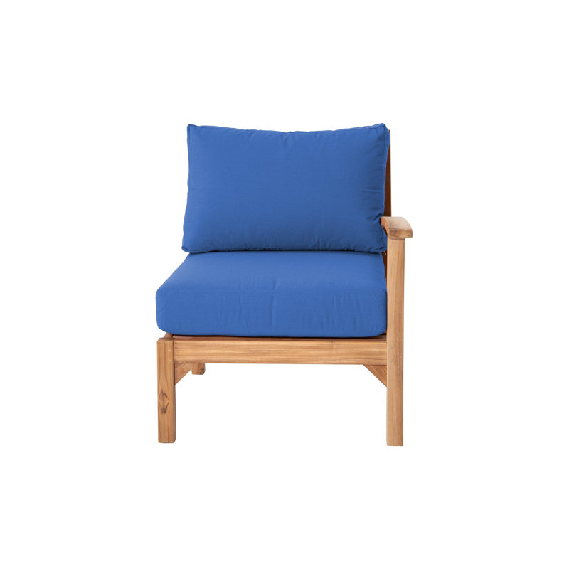 Chaise longue d'extérieur en teck avec coussins Sunbrella Huntington, Saphir