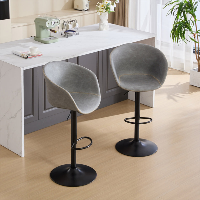 Tabourets de bar réglables et pivotants, Gris