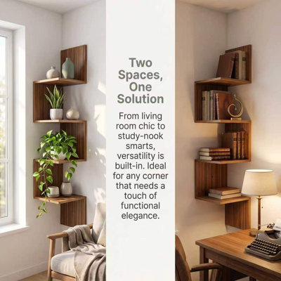 Bamboo Floating Corner 4-Tier,Corner Shelf Wall