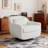 Upholstered Beige Chenille Swivel Oversized Lounge Armchair With Pillow And Metal Base-516806476