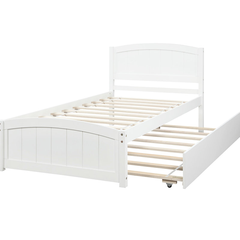 Lit plateforme simple avec lit gigogne blanc - Bois élégant pour une chambre à coucher de qualité, Blanc