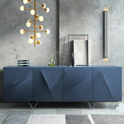 Blue simple lacquered side cabinet