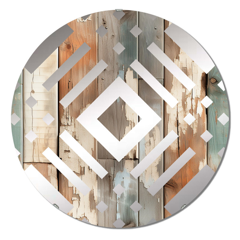 Rustic Planks Harmony - Diamond Decorative Mirror, 23.6" x 23.6"