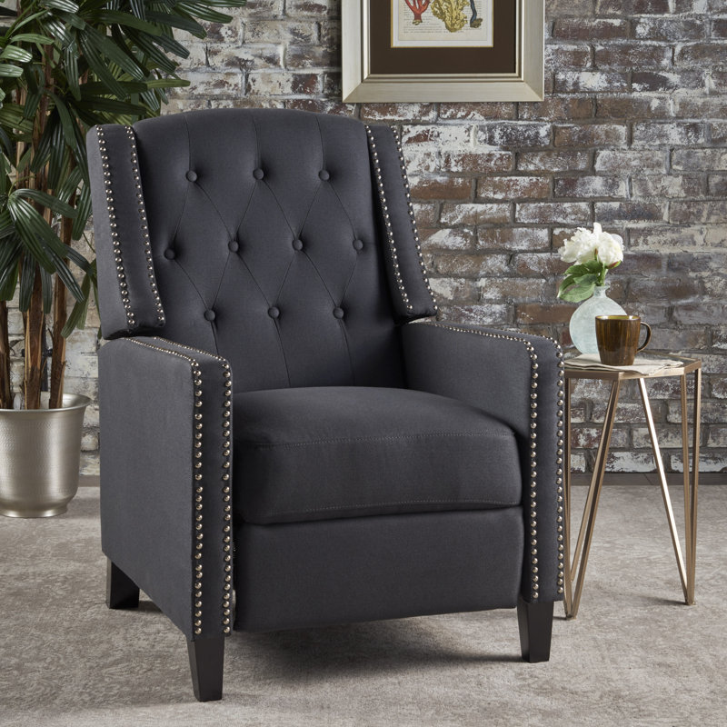 Heidegret Upholstered Recliner, Dark Charcoal 100% Polyester