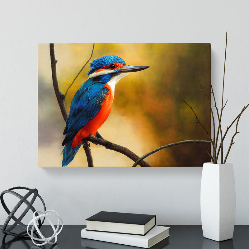 Supreme Kingfisher Bird - Wrapped Canvas, 35cm H x 50cm W x 3cm D