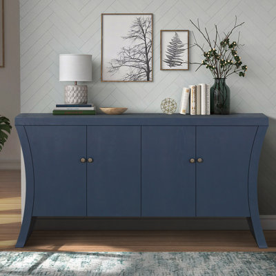 4-Door Storage Cabinet with Wooden Arc Legs