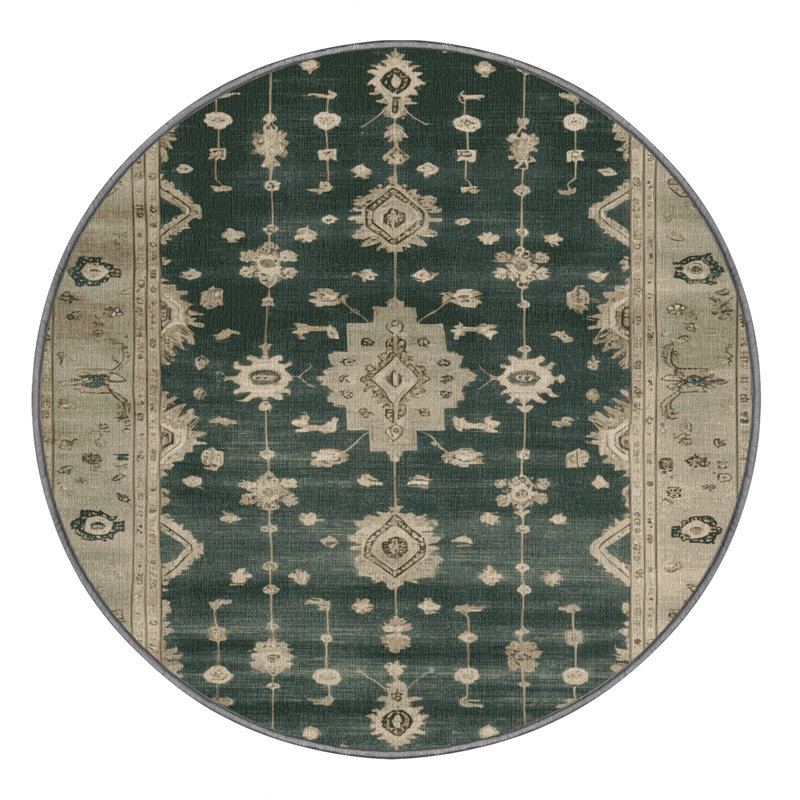 Machine Washable Overdyed Gray Area Rug, Round 3'