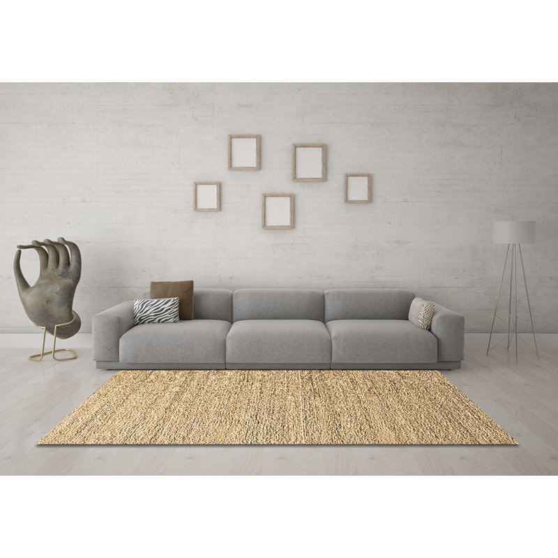 Tapis brun lavable à la machine de style Mid-Century moderne 415, Carré 3 pi