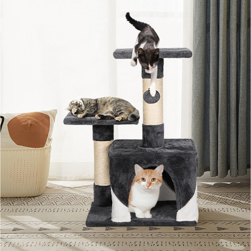 69cm H Cat Tree, Dark Gray/White