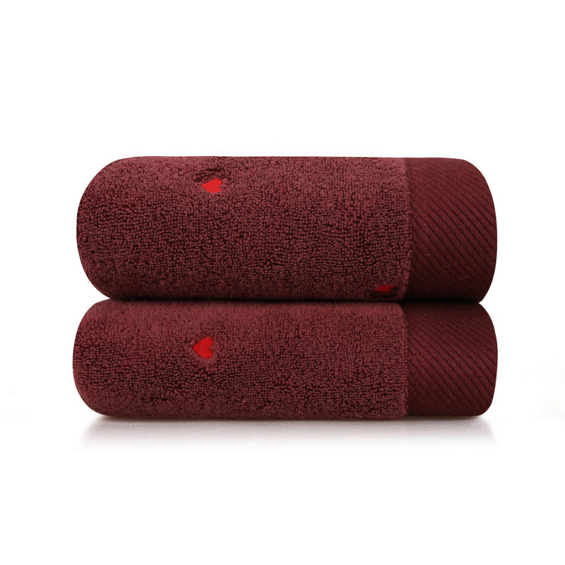 Ensemble de 2 serviettes 100% coton Jazmenn, Fuchsia / rouge
