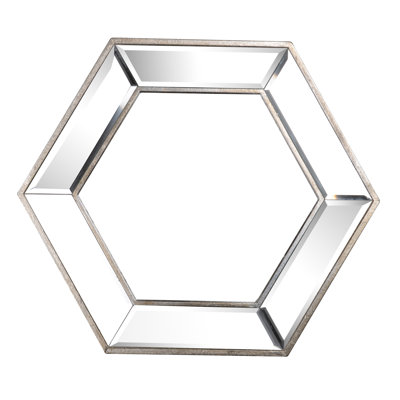 Manufactured Wood Frame Vertical Hexagon Mirror