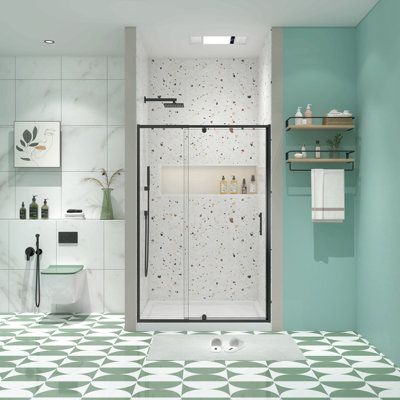 Piovt Swing Glass Shower Door,Pivot Frame Sliding Shower Door With 1/4"(6Mm) Clear Sgcc Tempered Glass Shower Doors,Reversible Installation