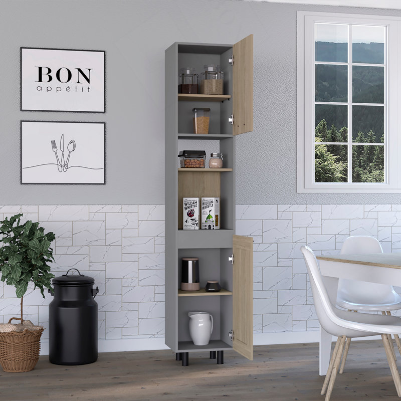 Garde-manger Hasselt, double porte, six tablettes - pin clair