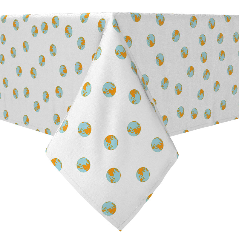 Rectangular Polka Dots Cotton Twill Tablecloth