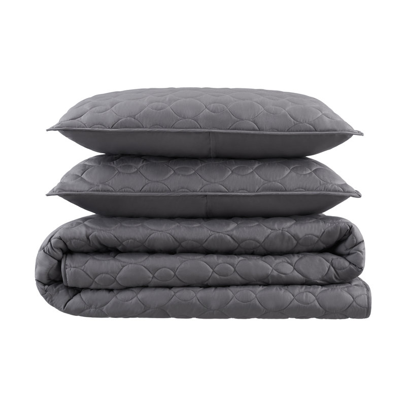 Simply Comfort Solid Quilt Set, Charcoal Gray, Queen Quilt