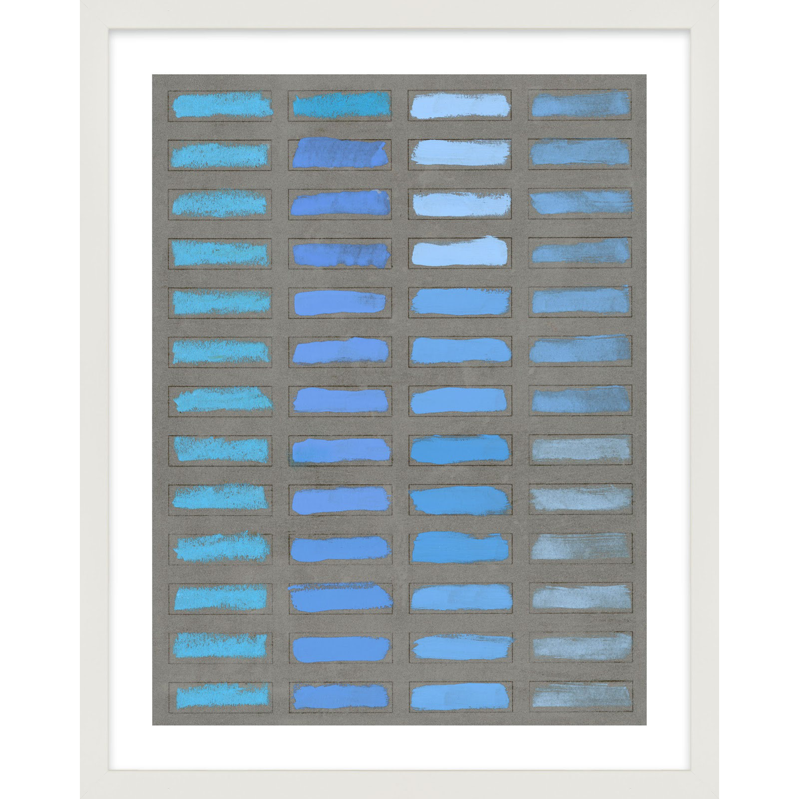 The Blues 1 by Jacques Pilon, White Framed, 30" H x 24" W x 1.25" D