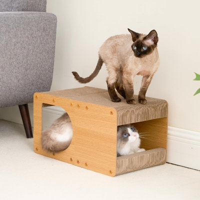 Grattoir en carton pour chat, grattoir en carton ondulé pour chats d'intérieur, planche à gratter pour chat, brun