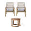 Ensemble de salon d'extérieur en bois d'acacia 3 pièces: 2 chaises longues en osier tissé avec coussins Cape + table d'appoint solide pour patio, terrasse, jardin, pelouse et jardin