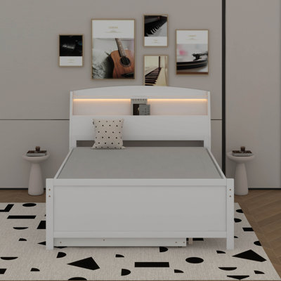 Lit plateforme simple avec lit gigogne et tiroirs