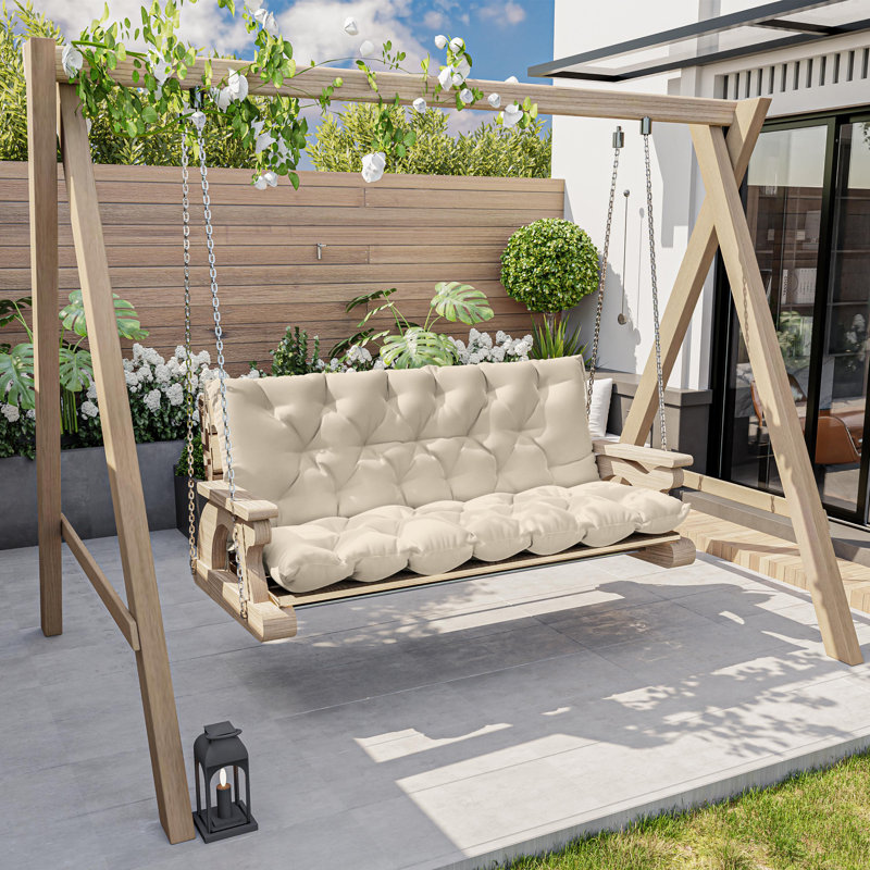 Coussin d'extérieur imperméable pour banc de jardin, Crème, crème, L 47 po x P 40 po