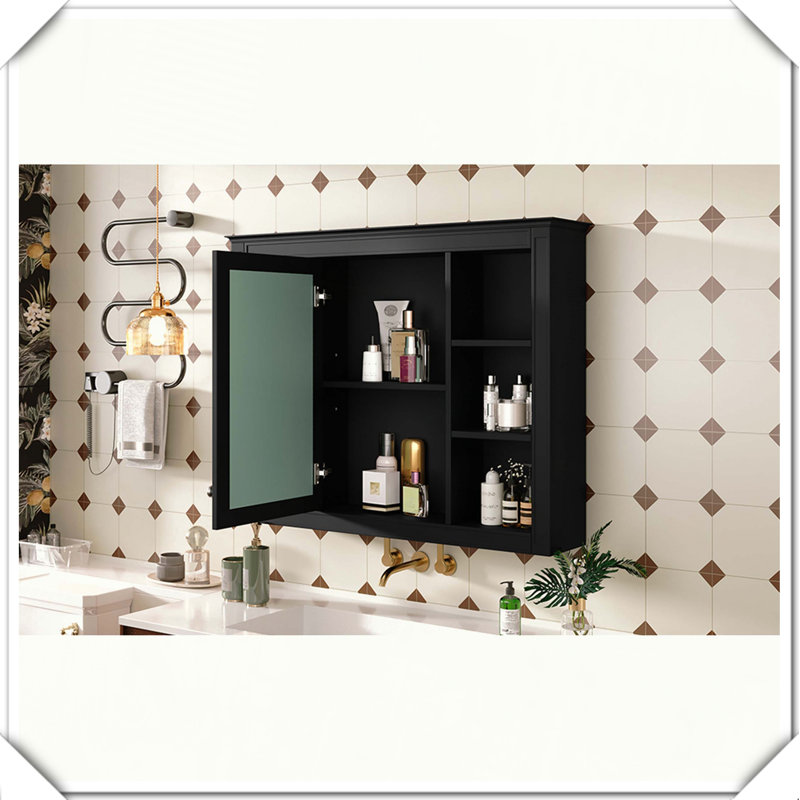 Armoire à pharmacie murale avec miroir 6 tablettes de rangement ouvertes