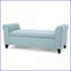 Banc de rangement rembourré avec accoudoirs roulés HAYES | Tissu bleu clair