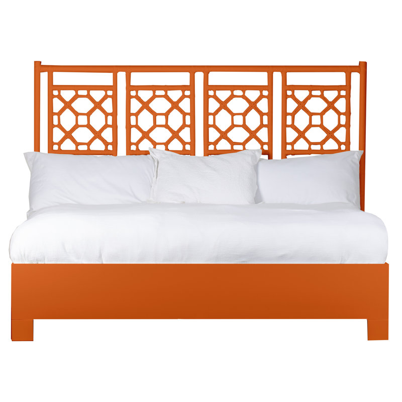 Lattice Back Platform Bed, King, Citrus Orange