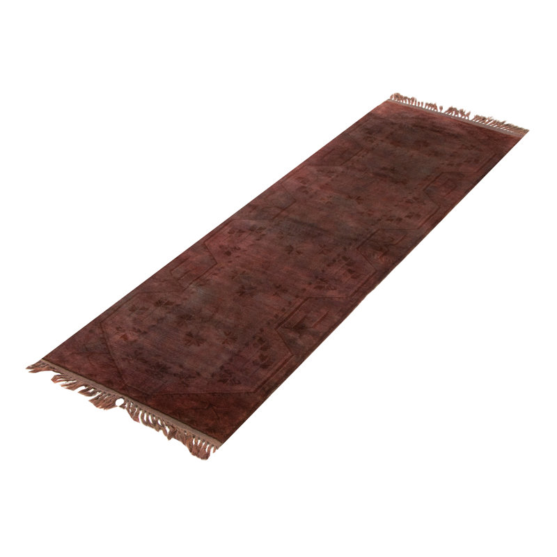One of kind Hand-Knotted Color Transition Brown Rug 2'8" x 8'2"