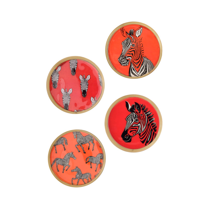 Ensemble de sous-verres safari en métal chic (imprimé zébré)