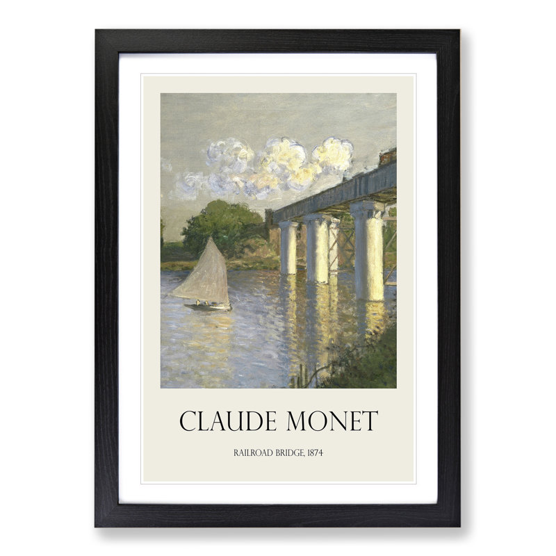 Railroad Bridge, Argenteuil by Claude Monet - Picture Frame Graphic Art, 48cm H x 36cm W x 2cm D
