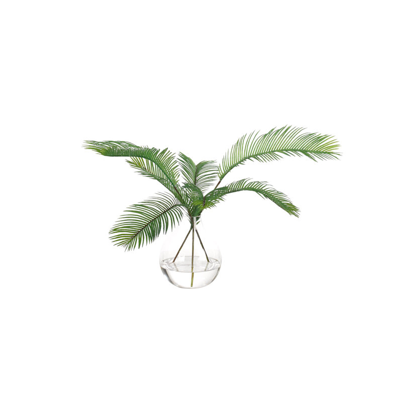 Palm Fern, Green, Glass Bulb Vase, 23wx24dx15h