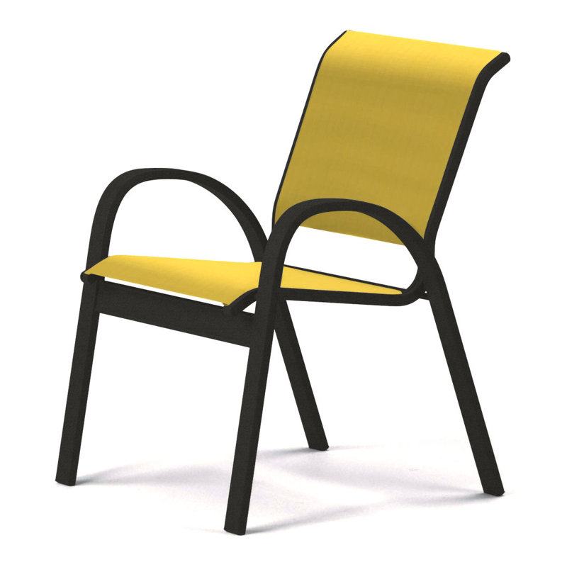 Chaise de patio empilable Hiraku, Jaune 43D, Noir texturé