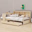 Lit de jour multifonctionnel en bois avec tiroirs de rangement, bureau intégré, port de charge et tablettes-1409385374