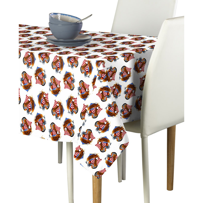 Skipley Geometric Tablecloth, 84" x 60", White