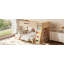 Lit simple superposé au-dessus de grand lit simple avec garde-robe et rangement intégrés, bois massif, escalade enfantine, conception à lattes doubles (sans matelas)-132915886