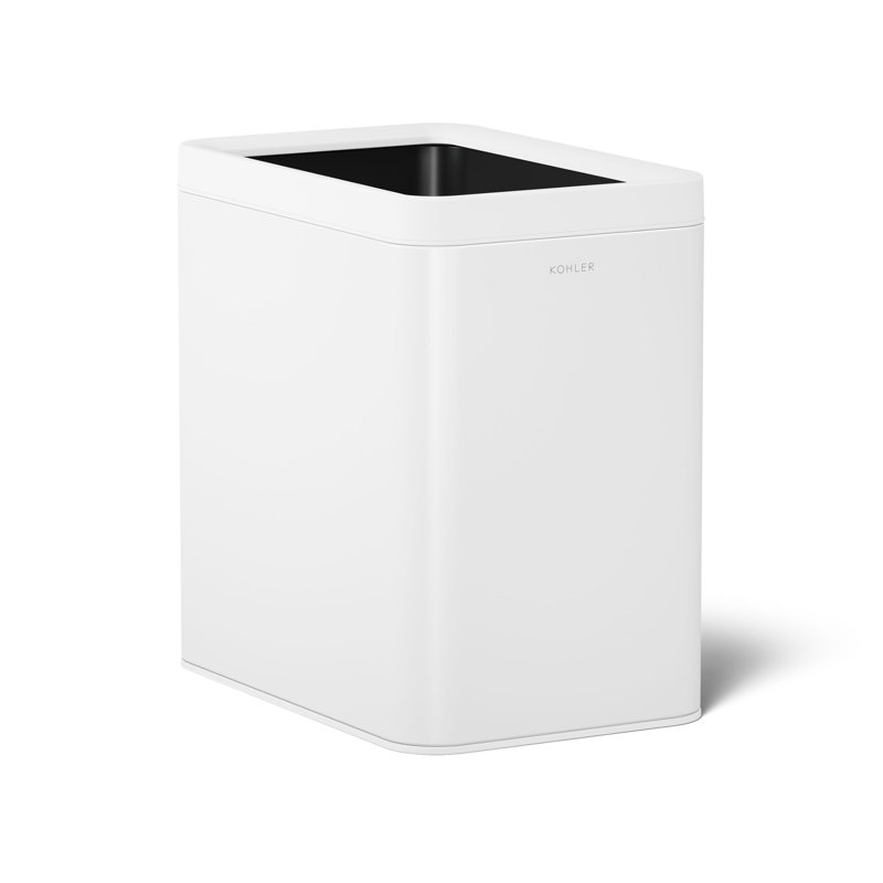 Poubelle à couvercle ouvert 25 litres, Acier inoxydable et blanc