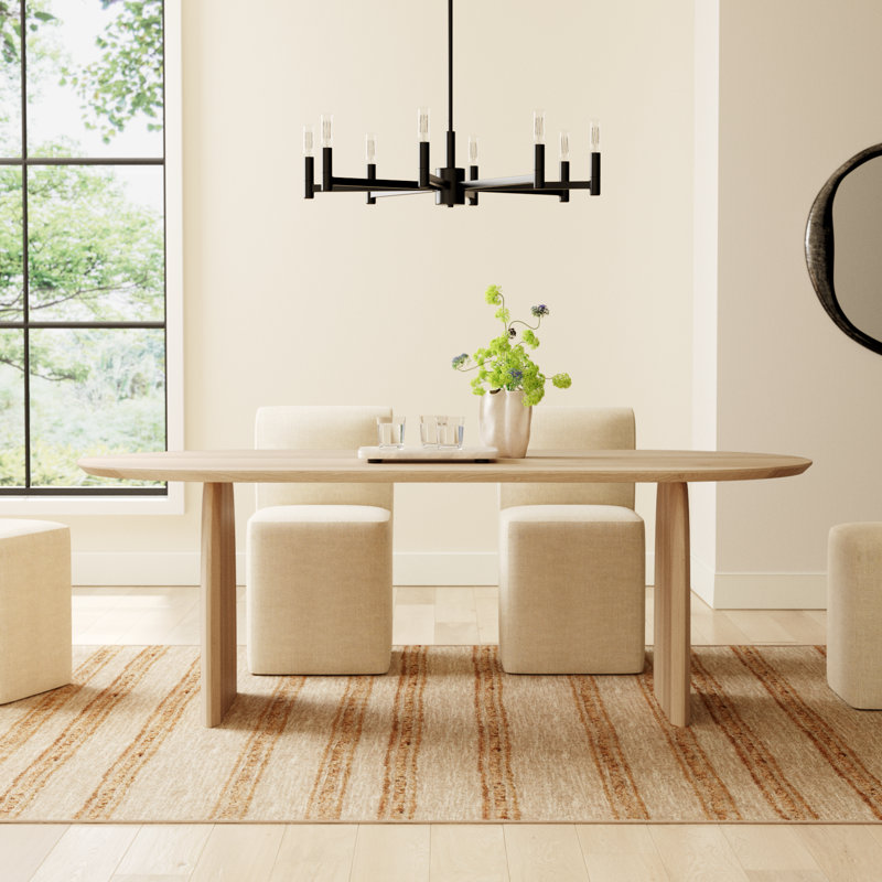 Brogan Oval Solid Wood Dining Table, Light Brown
