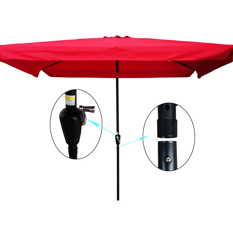 Parasol de patio rectangulaire 10 x 6,5 pi avec auvent - Rouille rouge - Fabrication, Rouge