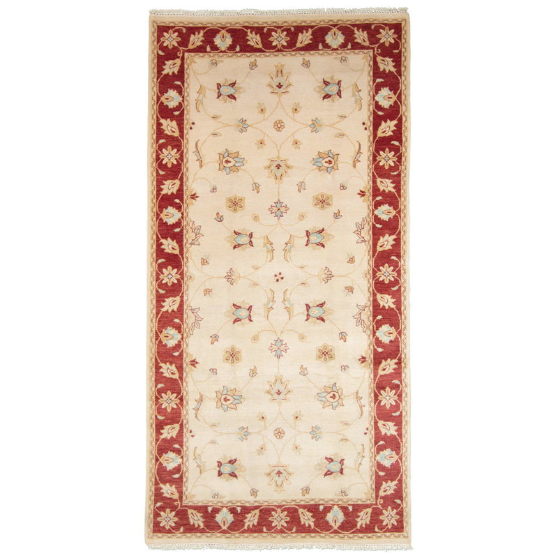 Tapis de bois one-of-kind à la main-noué la 2010 chobi crème 4 pi 10 po x 9 pi Cyanne