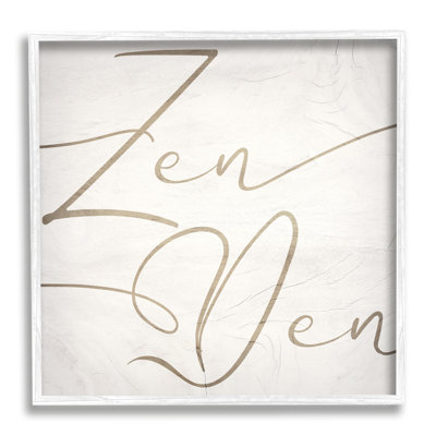 Zen Zen, phrase minimaliste rustique, typographie cursive grise surdimensionnée, art numérique sur toile Giclée par Daphne Polselli