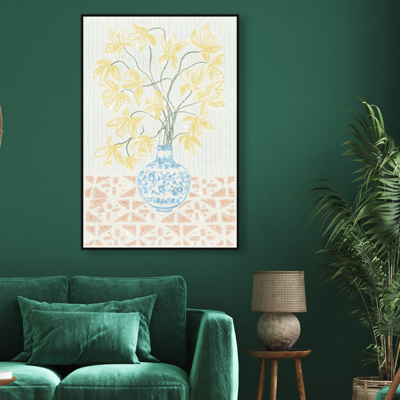 Yellow Iris Summer Print by Oliver Gal, 16"H x 11"W, Black Floater Frame