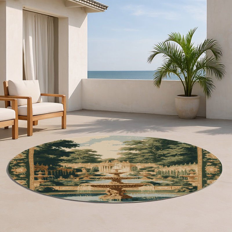 Tapis vert français intérieur et extérieur, Rond 5 pi