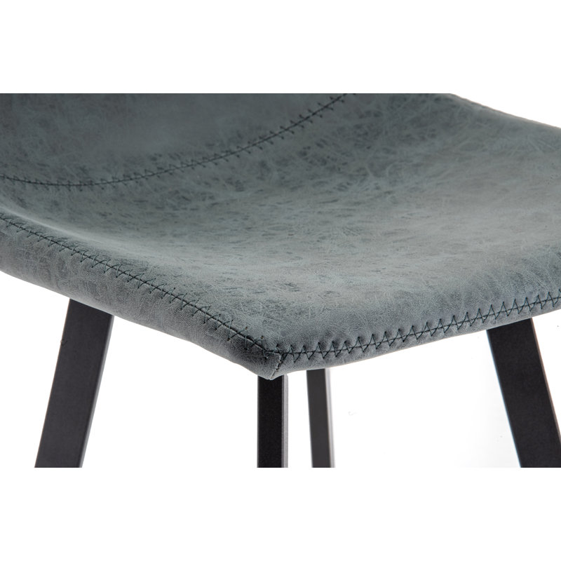 Upholstered Faux Leather Counter Stool, Peacock Blue
