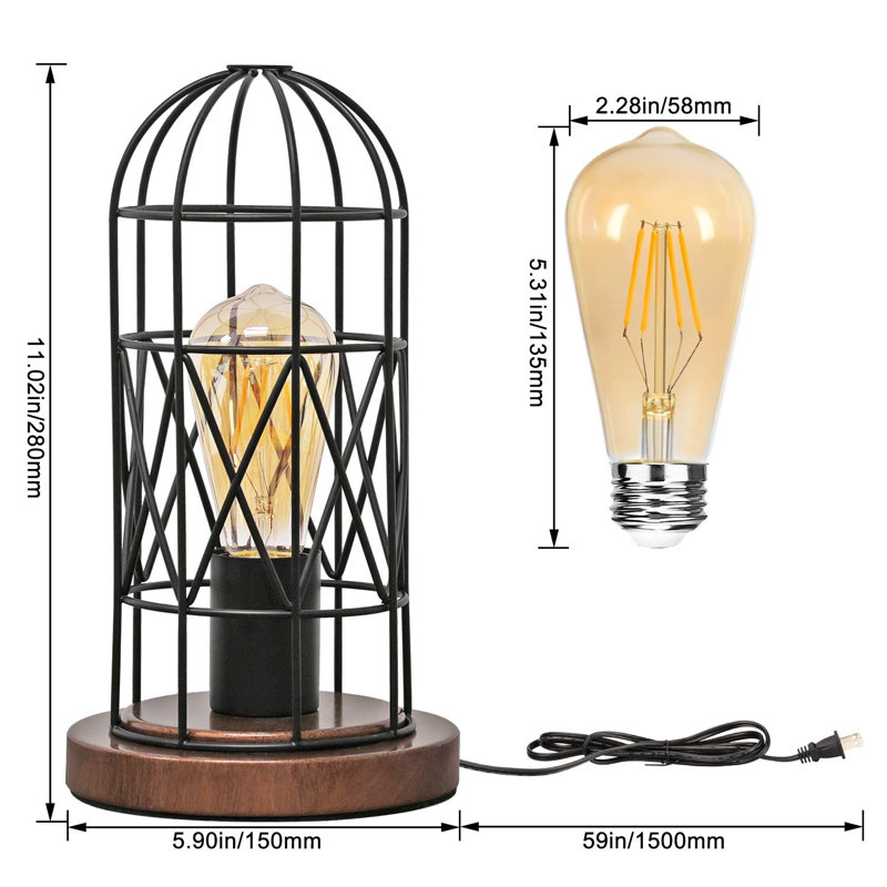 Lampe de table à contrôle tactile, lampe de chevet industrielle à intensité variable à 3 voies, petite table de chevet en métal rétro, lampes de table Steampunk pour chambre à coucher, salon, cuisine (ampoule incluse)
